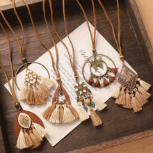 波西米亚民族风长款项链复古异域风流苏毛衣链小众新中式配饰品女