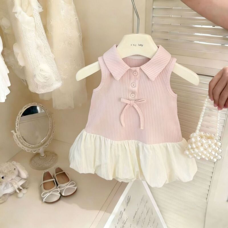 Korean-Style Versatile Spring Dress for Little Girls, Baby Spring and Summer Gentle, Complexion-Enhancing, Cute, Sweet, Stylish, and Easy-To-Match