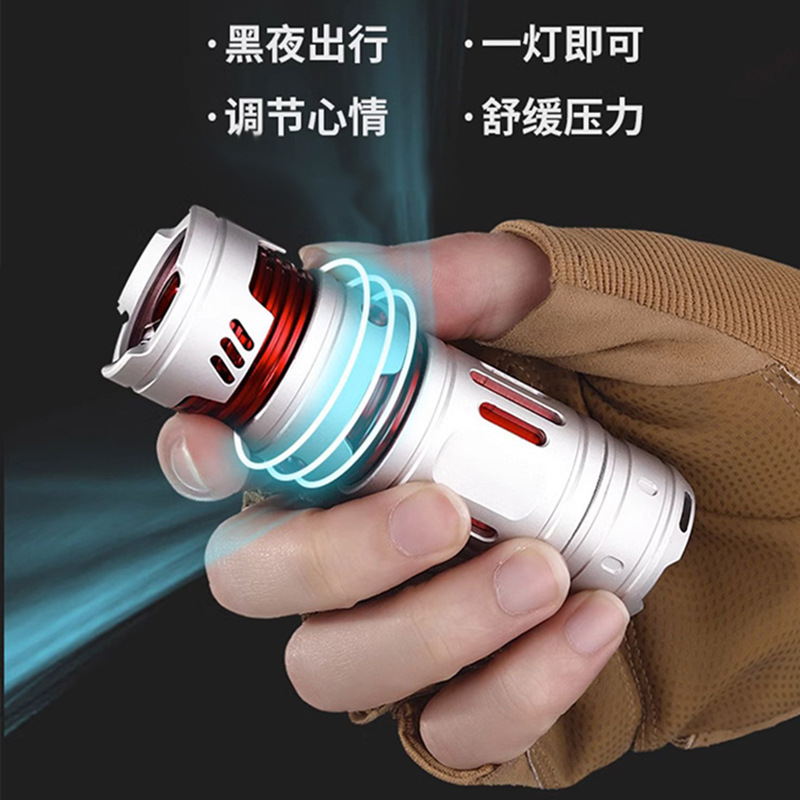 Transfronteriza nueva yema del dedo linterna de descompresión Gyro descompresión multifuncional al aire libre impermeable mini linterna entrega en vivo