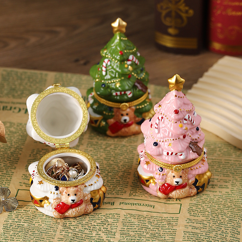  New Ceramic Bear Christmas Tree Ornaments Holiday Decorations Christmas Candy Chocolate Creative Packaging