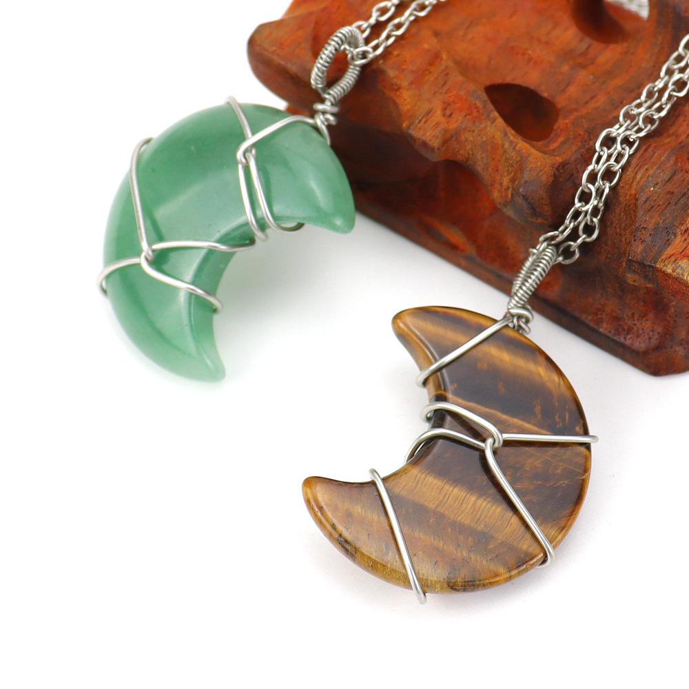 Fashion Moon natural stone Handmade Pendant Necklace 1 Piece