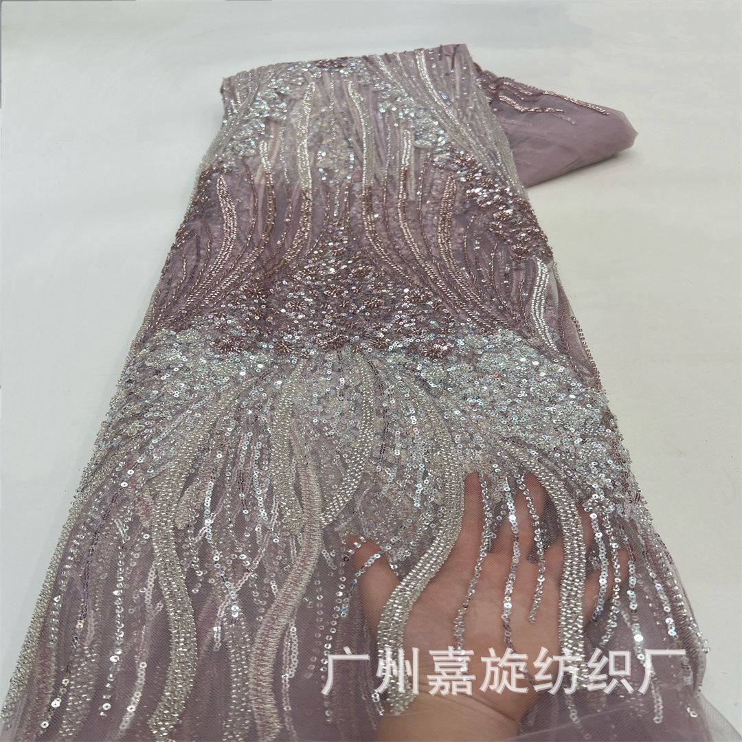 Nuevo vestido de dos colores gradiente flor tubo de cuentas sequinado bordado de alta gama tela de malla vestido de boda moda desfile tela