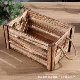 复古做旧木质收纳筐家居装饰储物摆件木框木篮桌面支持定制