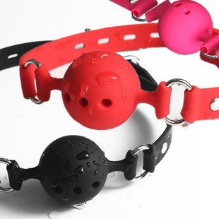 Adult Couple Props Sm Bondage Toys Mouth Plug Sex Supplies Three-Hole Full Silicone Mouth Ball Pink Silicone