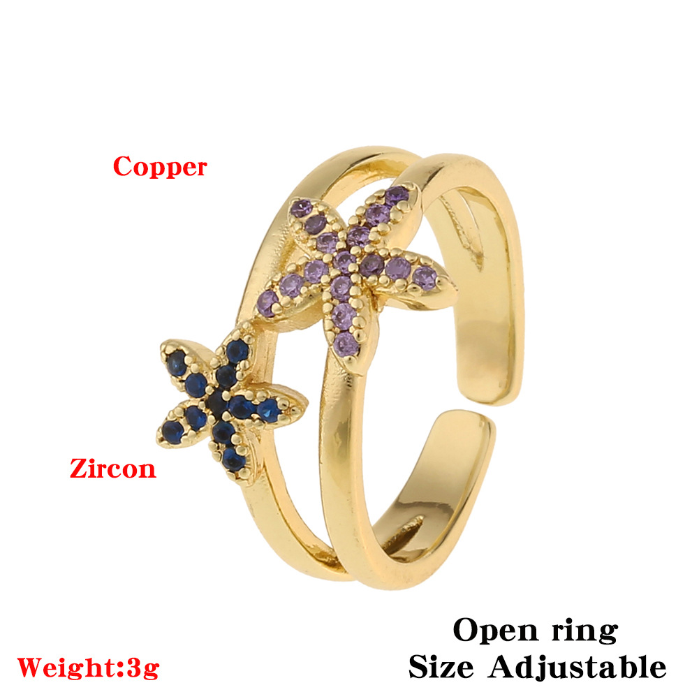 Fashion Five-pointed Star Starfish Opening Adjustable Ring Wholesale display picture 1