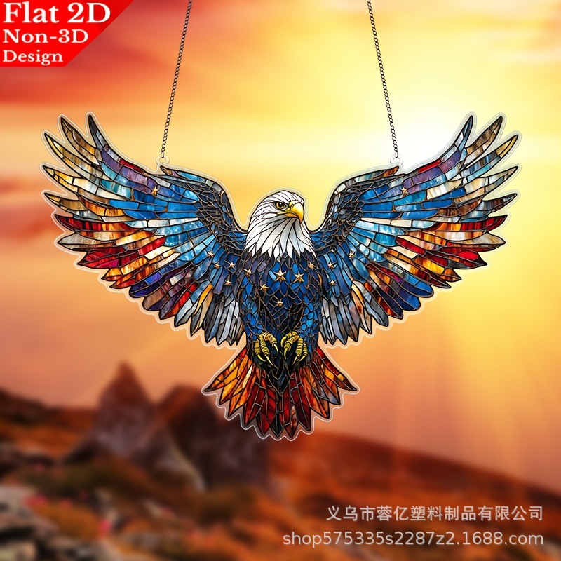 Transfronterizo 2D plano bandera americana águilas acrílico cóndor trampa de luz ventana de vidrio de colores colgante decoración porche