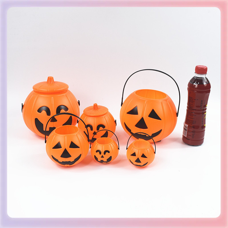 Halloween portátil calabaza barril decoración nocturna extraña lámpara de calabaza luminosa para niños dulces portátiles adornos de barril