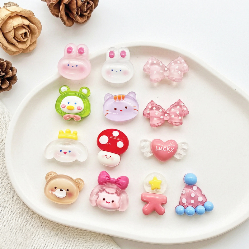 Transparent Birthday Hat Mushroom Bow Cartoon DIY Baby Hair Clip Hair Accessories Material Resin Accessories Wholesale South 1