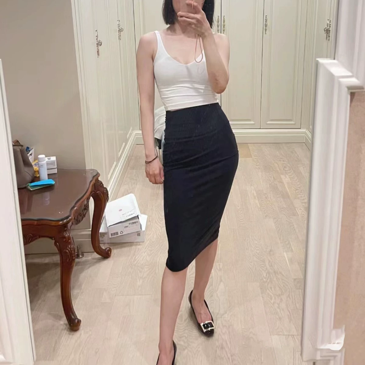 Серия S-юбка hip hip Slim-fit нулу обнаженная само-схудение талия высокая талия тонкая талия тонкое рабочее место женское полуребро Азия Камбоджа луу