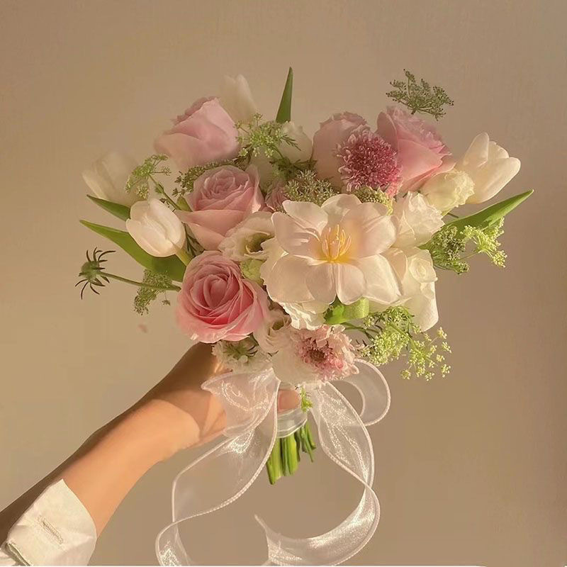 婚礼手捧花新娘手捧结婚出片郁金香领证仿真花拍照道具七夕|undefined