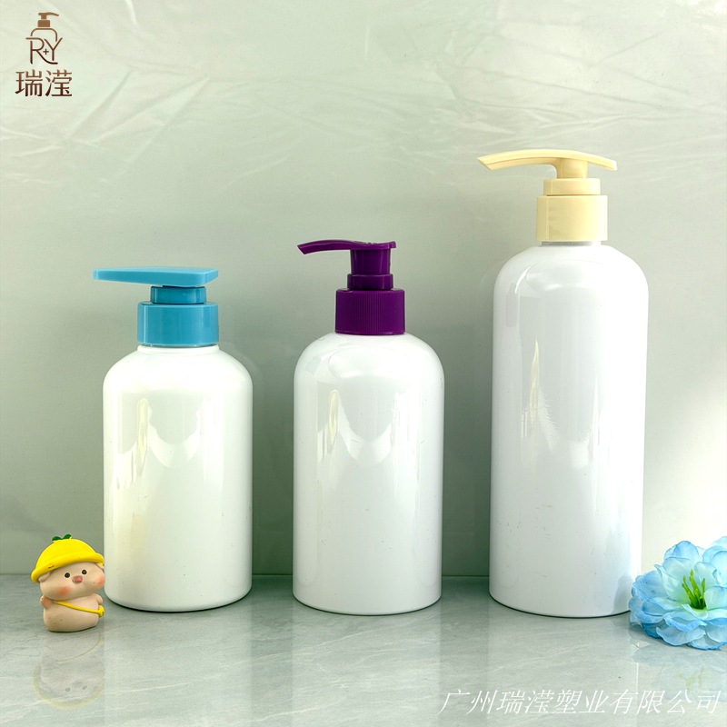 350/500/750ml白色金色浴室按压瓶套装洗发水护发素沐浴露分装瓶