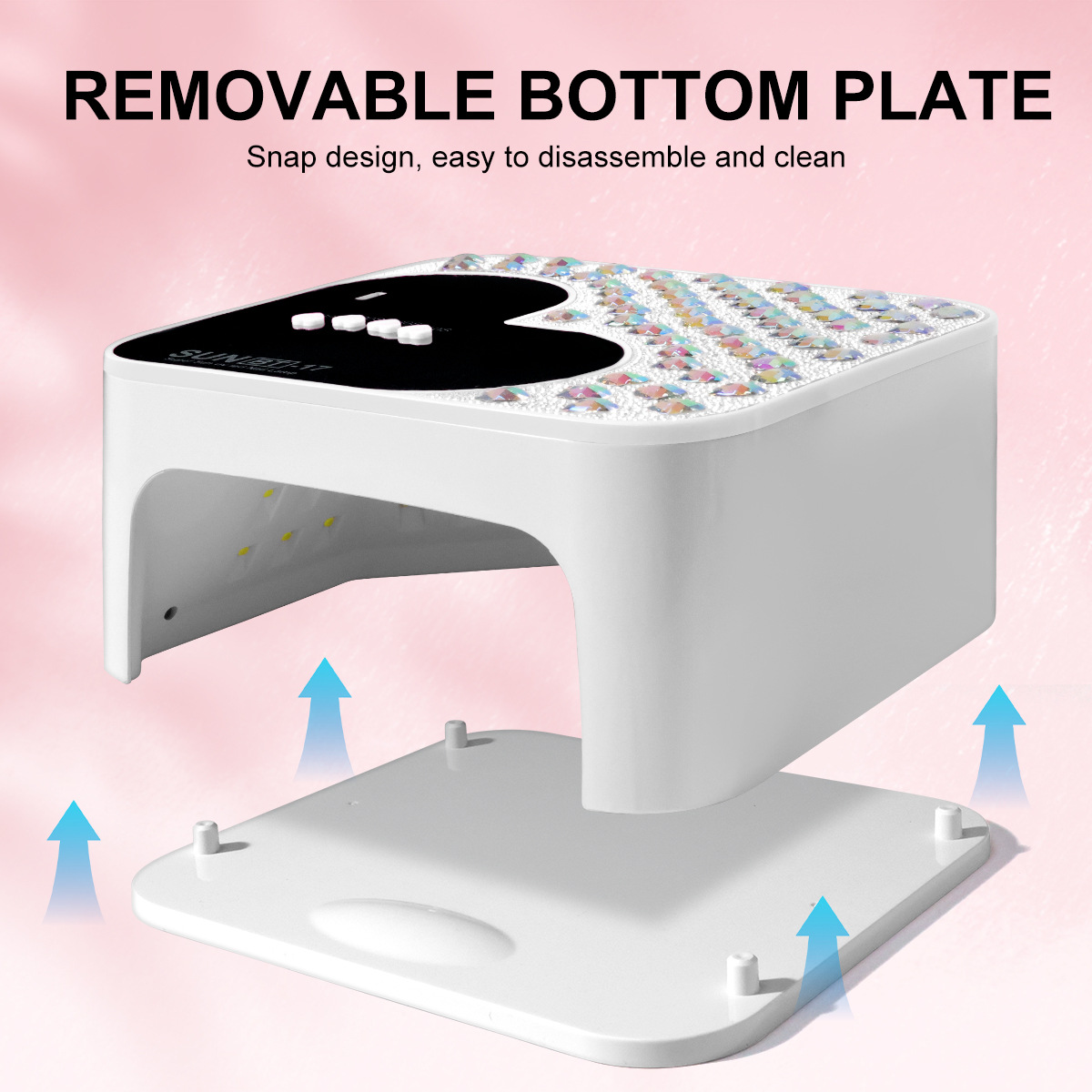 Diseño de amor de diamante enchufable usb lámpara de uñas multifuncional gran espacio LED máquina de fototerapia UV secador de uñas