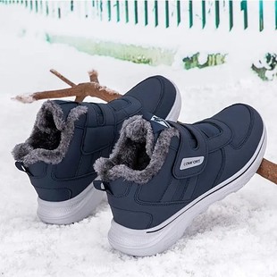 Elderly Men's Widened Wide-Toe Cotton Shoes, Winter Fleece-Lined, Warm, Casual, Lightweight, Soft-Soled, Waterproof, Non-Slip, High-Top Walking Shoes