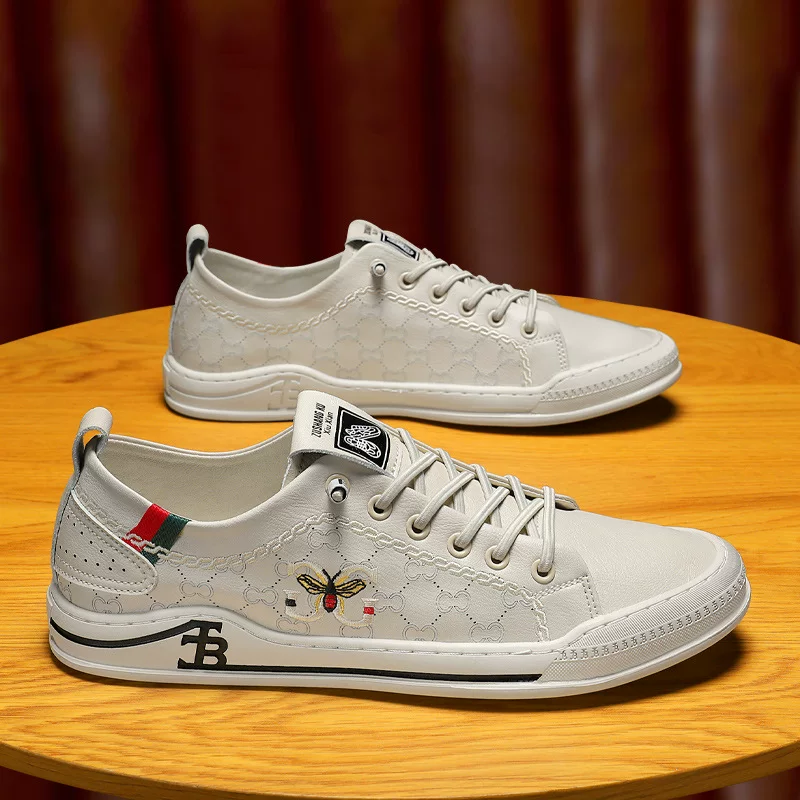 Summer footwear, breathable non-slip sneakers, universal white shoes for leisure, with embroidery, wholesale