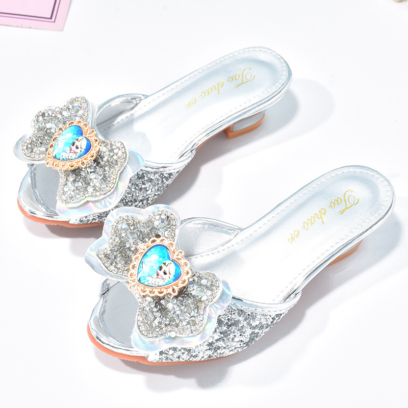 Sandalias DE LOS NIÑOS DE VERANO punta abierta sequined bebé princesa zapatos antideslizante hogar zapatos de los niños niñas pequeños zapatos de diamantes de imitación de tacón alto