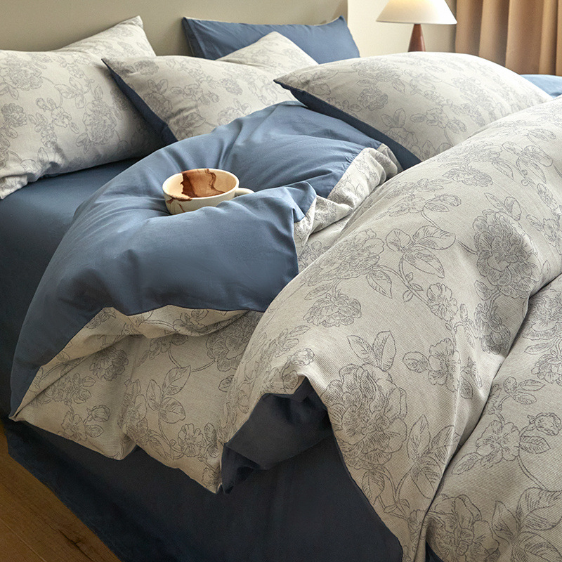 Una clase de madres y bebés Jacquard algodón puro cuatro piezas no impresa viento algodón desnudo cama