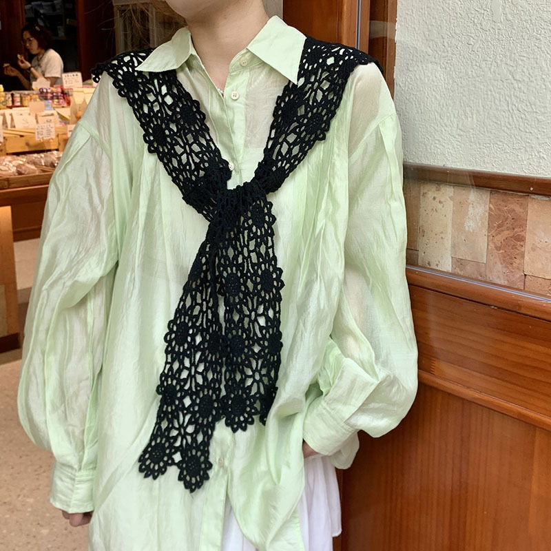 Chal exterior femenino con bufanda de encaje hueco de verano decorativo chaleco protector solar sombrero chal de una pieza chal pequeño exterior