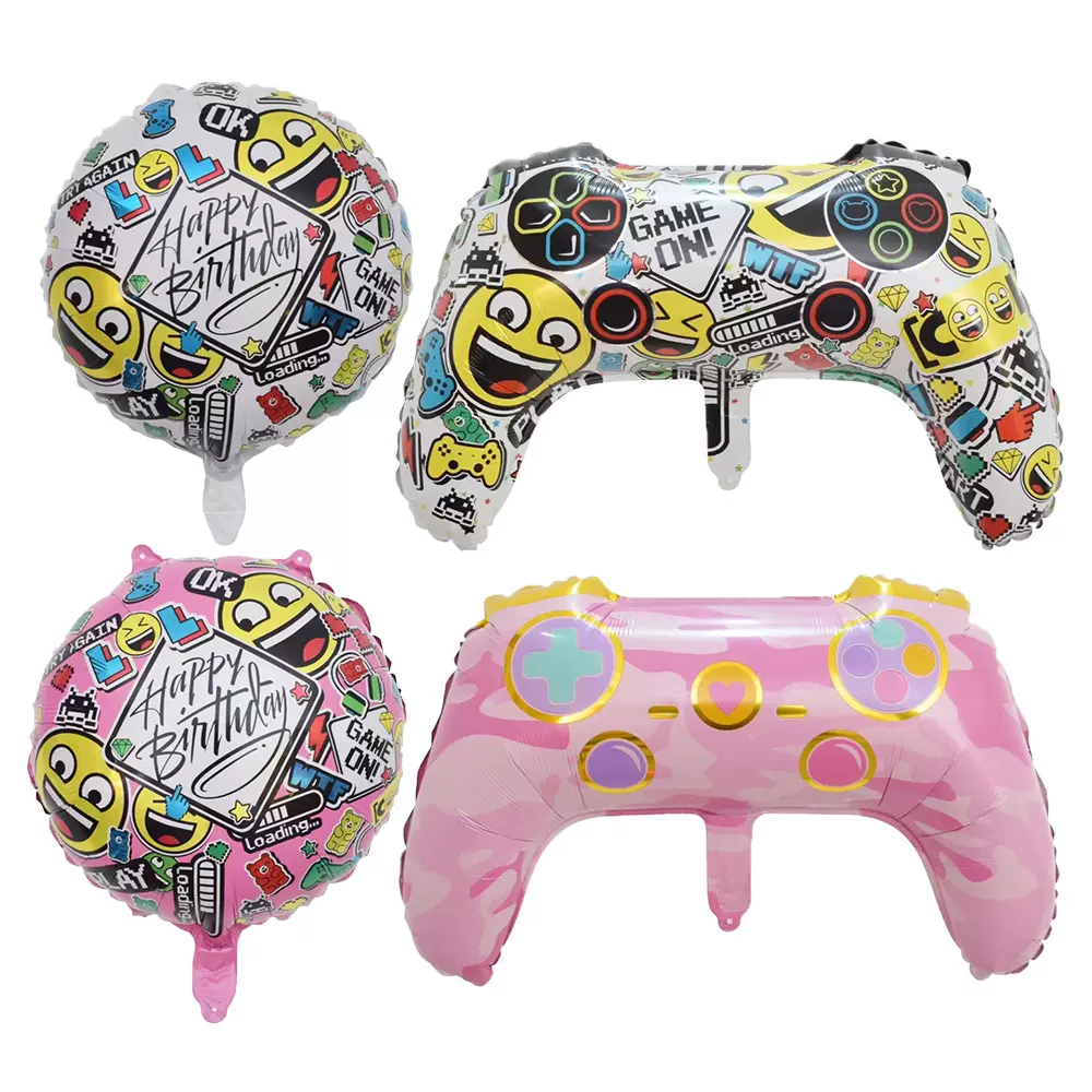新款游戏表情包游戏机手柄铝膜气球生日派对聚会装饰气球照片道具