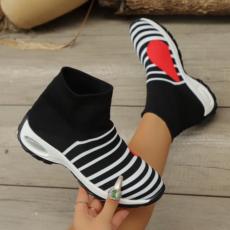 Cross-Border Popular Large-Size Women's Shoes, Air-Cushioned Fly-Knit Sneakers, Slip-On Shoes, Fashionable High-Top Casual Shoes, Sock-Style Flats Cross-Border Popular Large-Size Women's Shoes, Air-Cushioned Fly-Knit Sneakers, Slip-On Shoes, Fashionable High-Top Casual Shoes, Sock-Style Flats