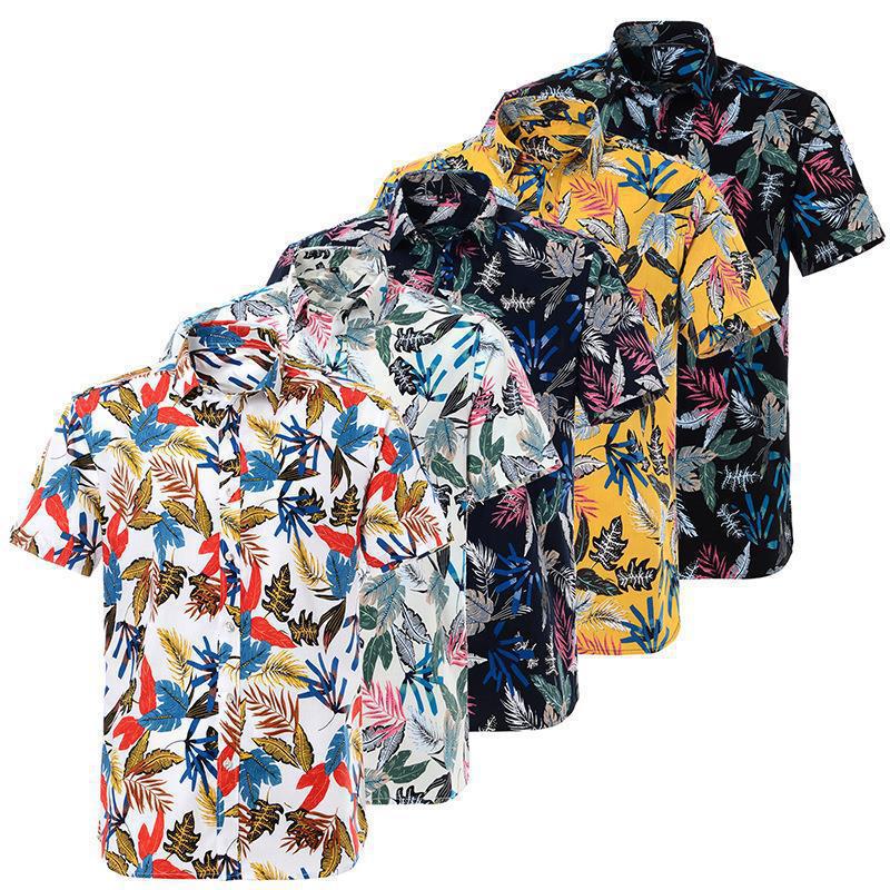 Independent Station Cross-Border Foreign Trade Men's Casual Hawaiian Floral Printed Short-Sleeved Shirt Manufacturer Supply Wholesale