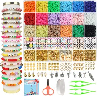 26 grid bohemian style DIY soft pottery beads accessories string bracelet loose beads spacer smiley face beads soft pottery suit