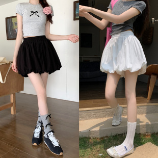 Design Sense Puffy Flower Bud Dress Pants Women's Summer Small High Waist Loose Waist Slimming Casual Pants Wide Leg Shorts