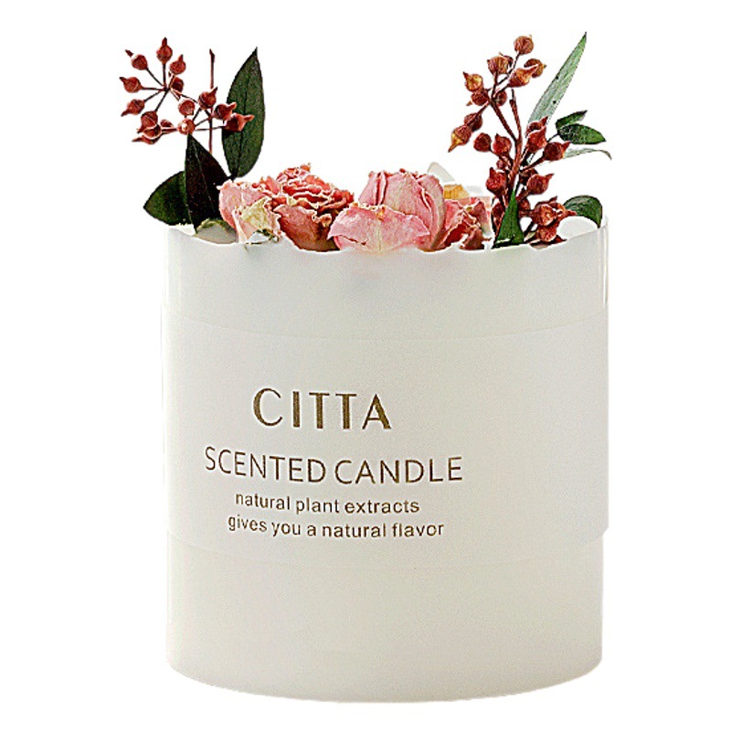 Mori flor seca aromaterapia vela al por mayor hecha a mano de cera de soja fragancia decoración romántica libre de humo incienso regalo