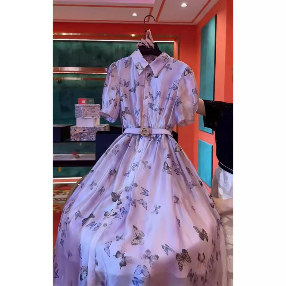 Đầm maxi nữ thắt eo phong cách Pháp tôn dáng màu tím — Màu tím