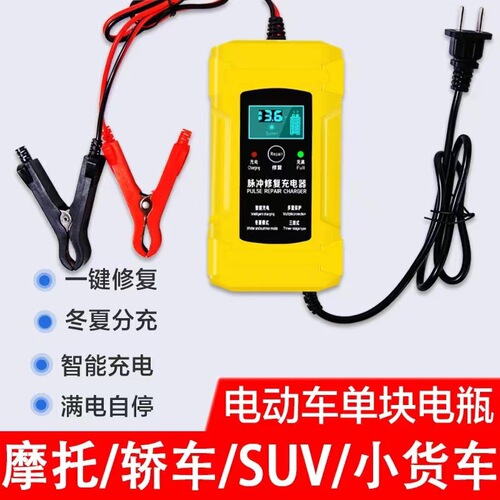 Universal 12V Motorcycle Battery Charger, Car Battery Charger 12V/24V Smart High Power