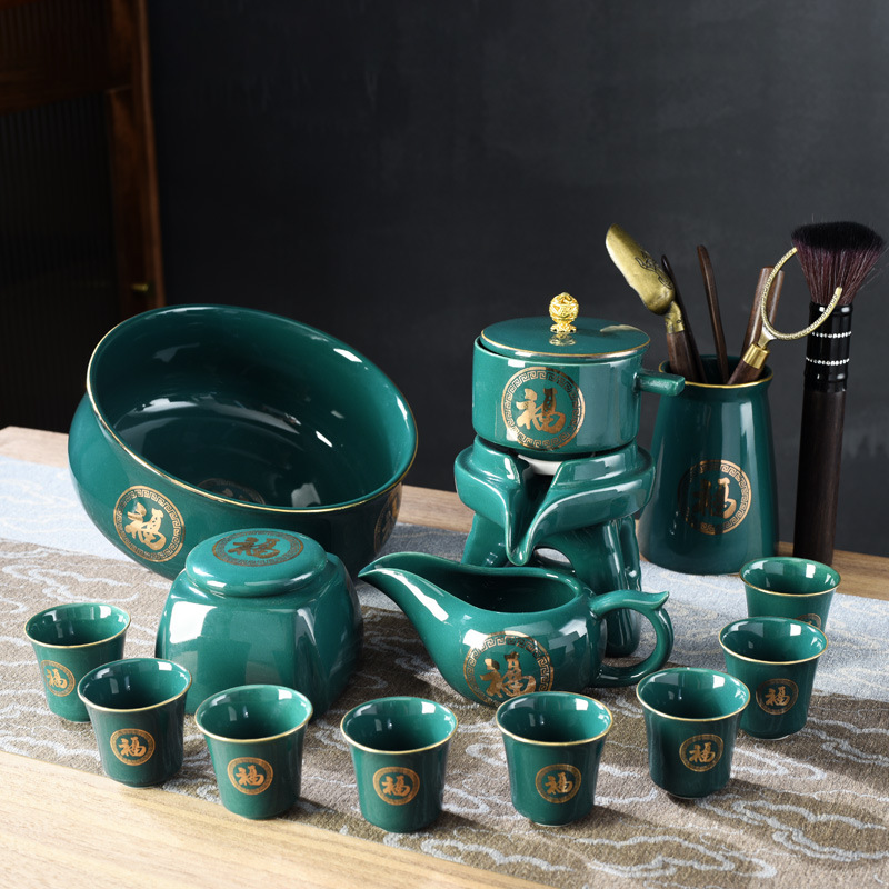 新中式万福懒人自动茶具套装功夫茶壶茶杯家用简约防烫泡茶器