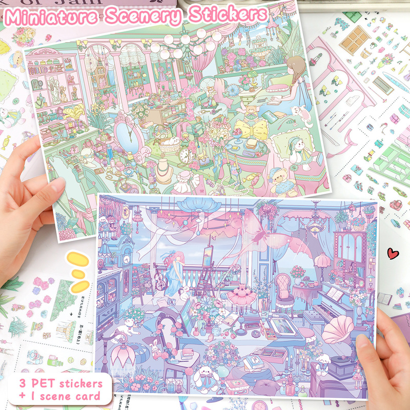 Yilan Diorama Stickers 183.0, Matte 3D Miniature Scene DIY Craft Stickers