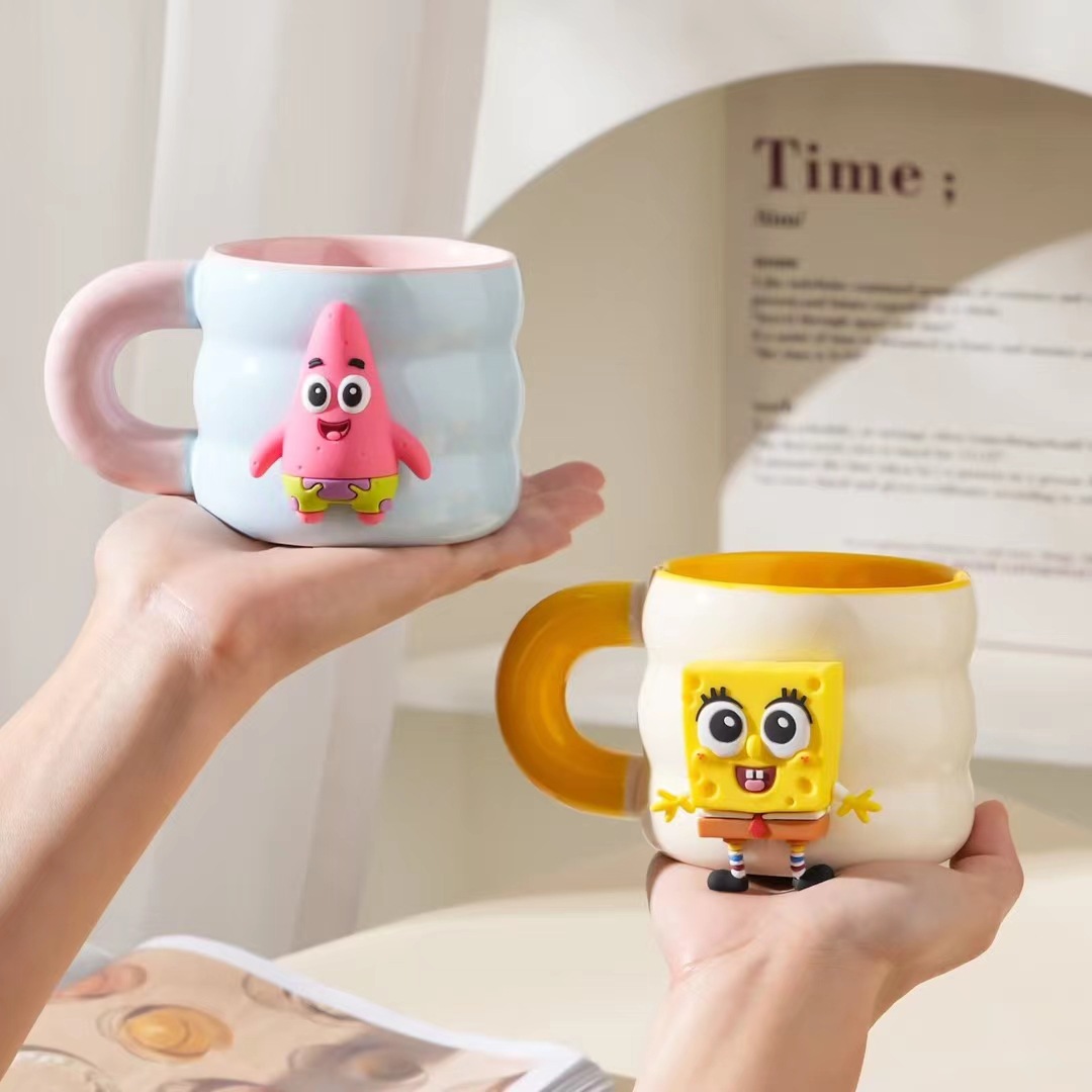 Taza Bob Esponja autorizada genuina Personalidad Dibujos animados Pai Daxing Taza de desayuno de cerámica Taza de café de regalo Creatividad