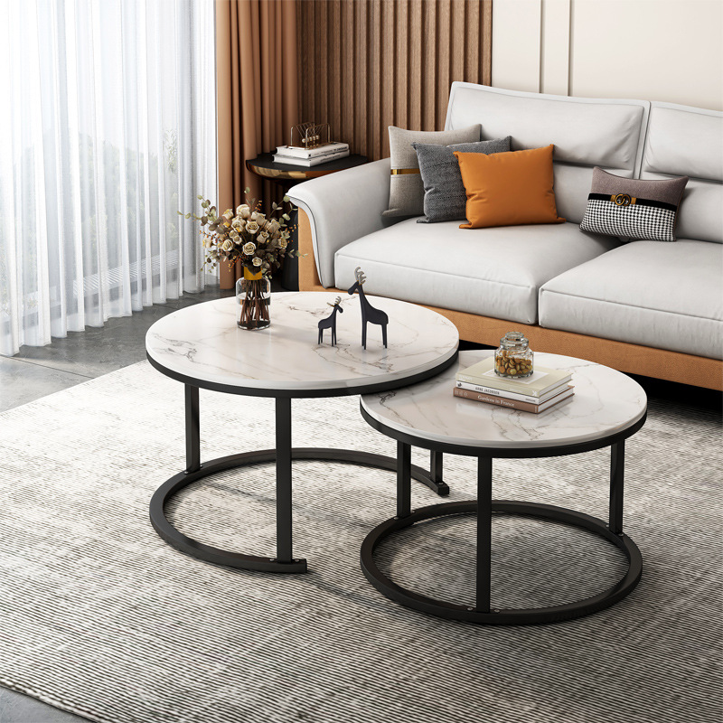 Mesa de centro, sala de estar, hogar, apartamento pequeño, sofá, mesa redonda pequeña, balcón simple, mesa de té de ocio de lujo ligero
