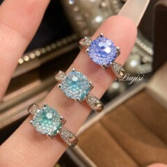 ファッショナブルなフラッシュパライバ花火カットリング女性用ハイエンド象嵌高炭素ダイヤモンドアゲハタウルスダイヤモンドリング卸売