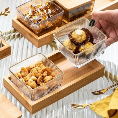 snacks Storage tray Glass Fruit plate modern tea table Light extravagance Cold platter originality candy Dry Fruits A snack Seeds box
