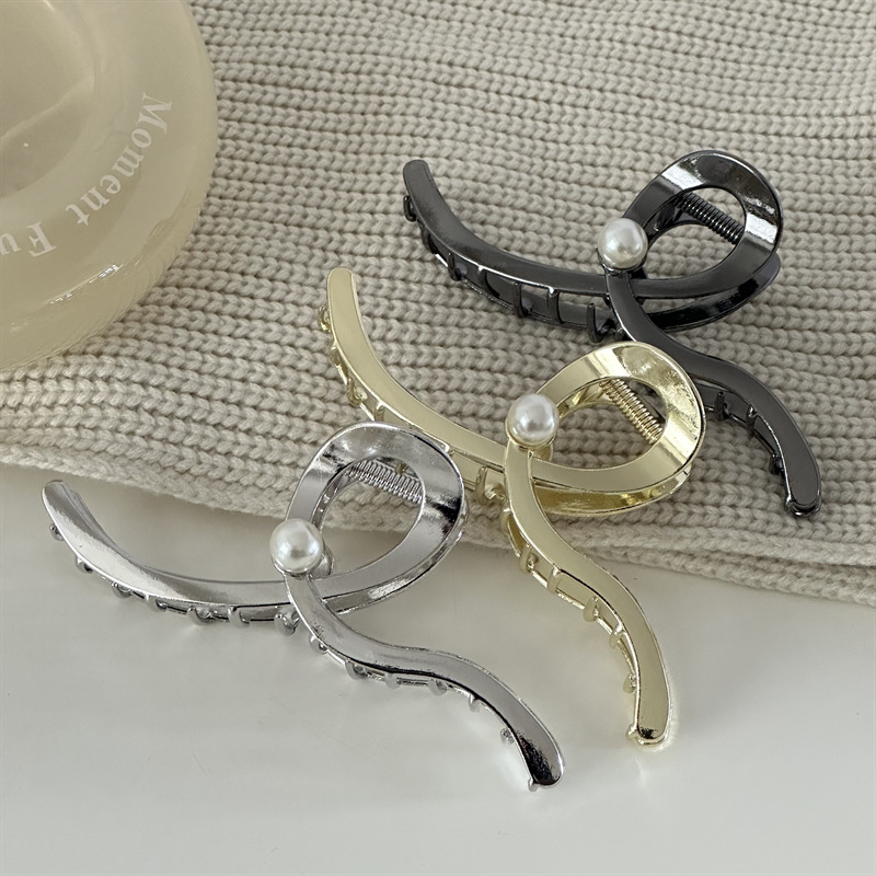 Nischendesign Wellenperlen-Haarnadel Modische, elegante Haarspange für den Hinterkopf, Haarspange mit Haifischclip für kalten Wind, Haarschmuck für Damen_voghion.com