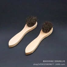 厂家批发木柄鞋刷鞋油刷子黑鬃毛皮鞋刷子家用除尘清洁桦木软毛刷