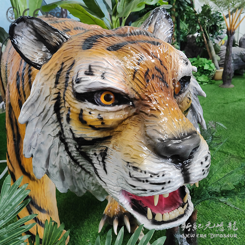 Simulación de animales modelo de tigre grande simulación de dinosaurios de silicona escultura paisaje simulación de animales exposición