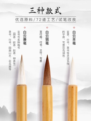 Liupintang brush wolf hair and hair Dabaiyunkai style goat hair student calligraphy beginners entry brush set