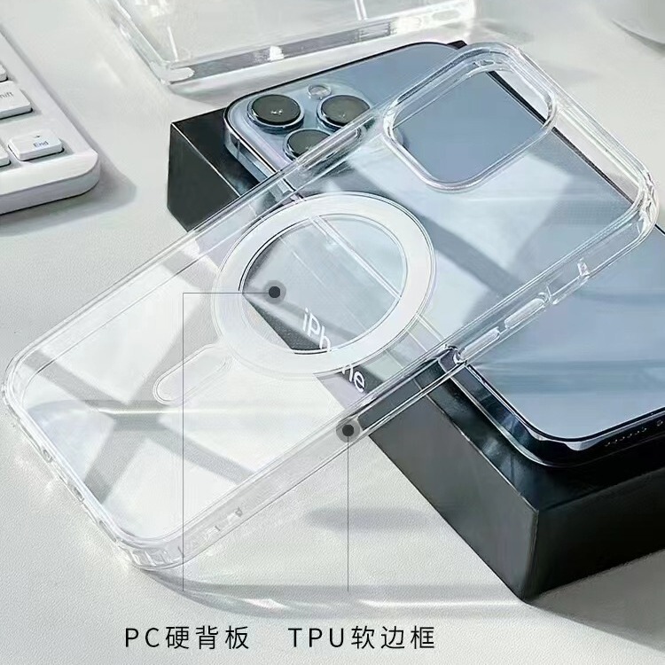 Iphone17 Transparent Mobile Phone Case 11 Apple Acrylic Magsafe Wireless Magnetic Charging 16Pro Case Suitable for