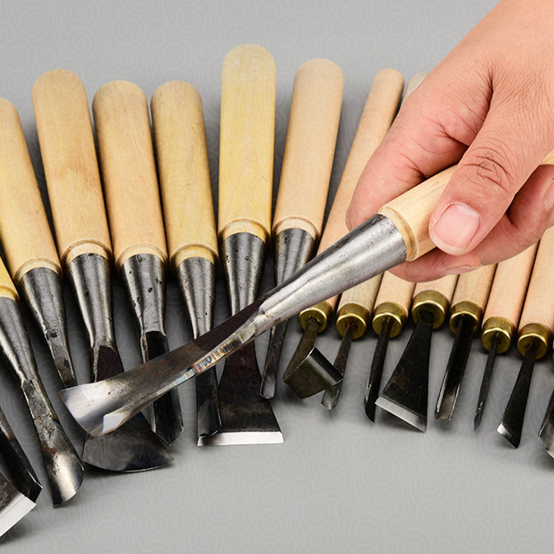 Juego de Cinceles y Cuchillos para Escultura en Madera Set de 62 Piezas para Carpintería