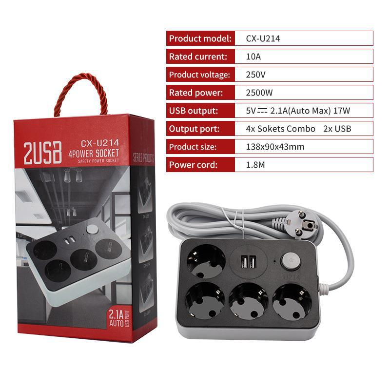 Ruso europeo estándar europeo dos Ronda 3 USB6USB cartón negro socket