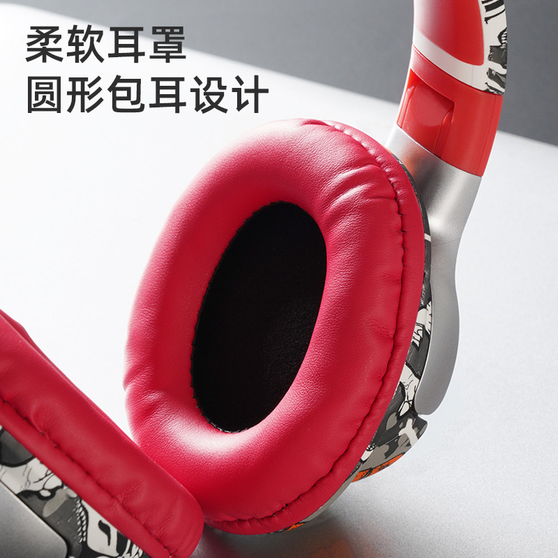 新商品の国潮風のクールな落書きのヘッドセットの無線のbluetoothのイヤホンの重低音の運動の電気競争のクロスボーダーの爆発金|undefined