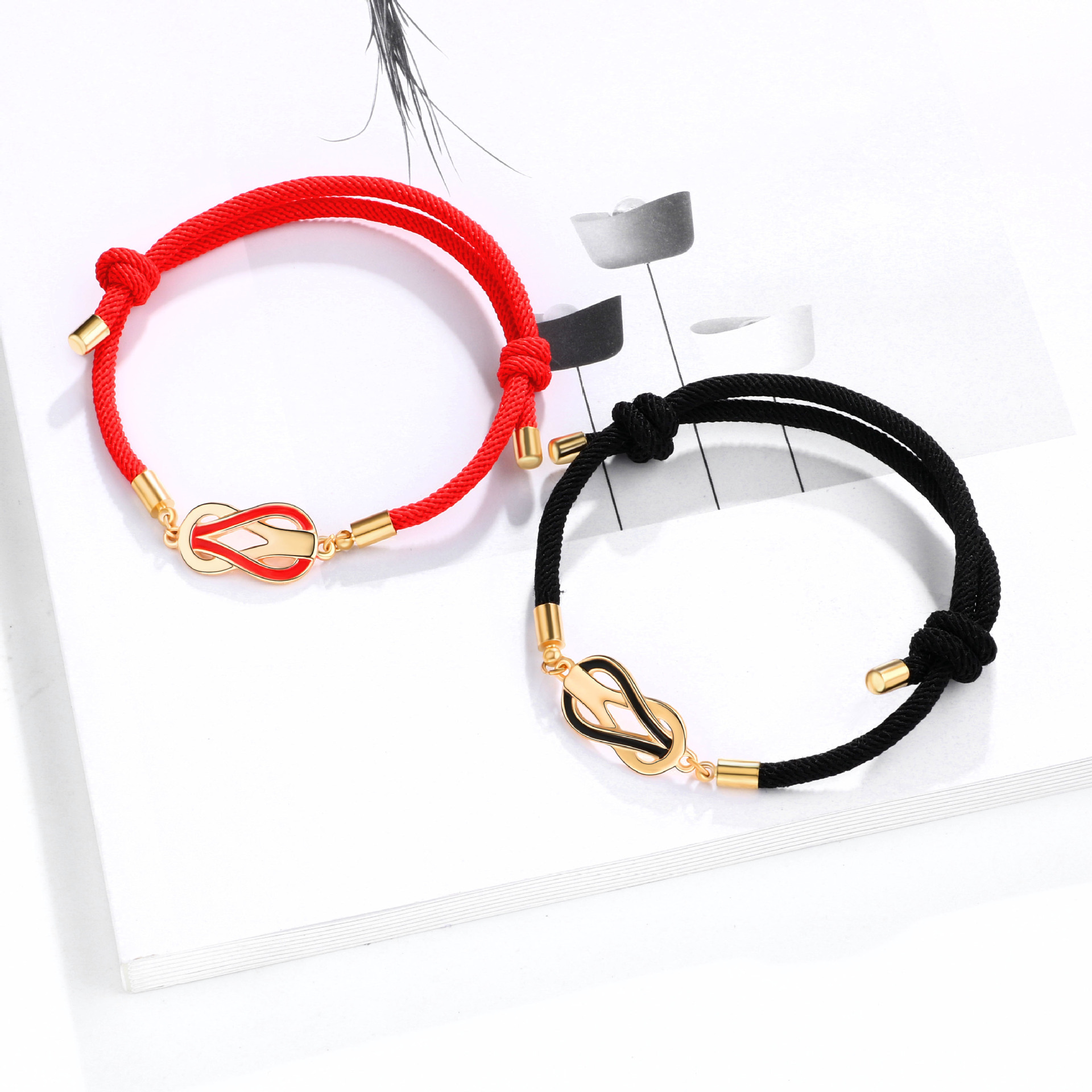 Simple Style Streetwear Geometric Alloy Rope Enamel Valentine's Day Couple Bracelets display picture 3