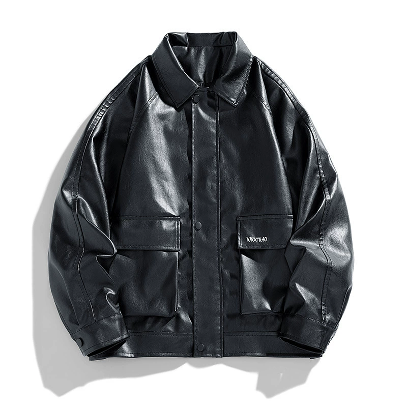2024 новые куртки новые мужские кожаные куртки PU кожаные куртки с вертикальным вырезом