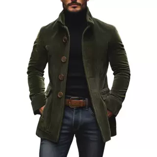 2025欧美 独立站 ins 口袋纽扣纯色开衫西服男士春秋立领西装外套