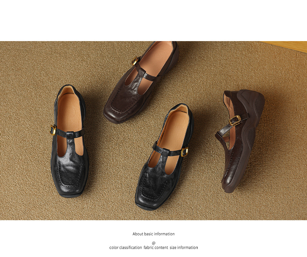 Giày sandal nữ quai ngang mũi nhọn đế dày da cừu buộc dây — màu nâu chi tiết 6