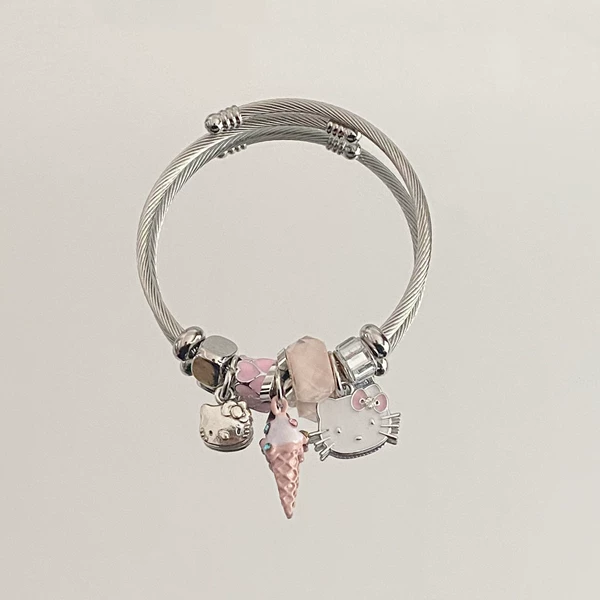 Pink ice cream KT cat bracelet