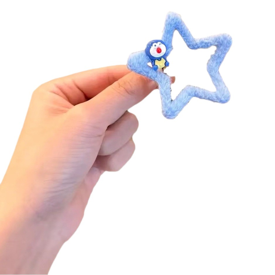 Otoño e invierno nuevos niños de dibujos animados estrella de cinco puntas de felpa horquilla Bangs clip lateral linda chica estrella horquilla rota