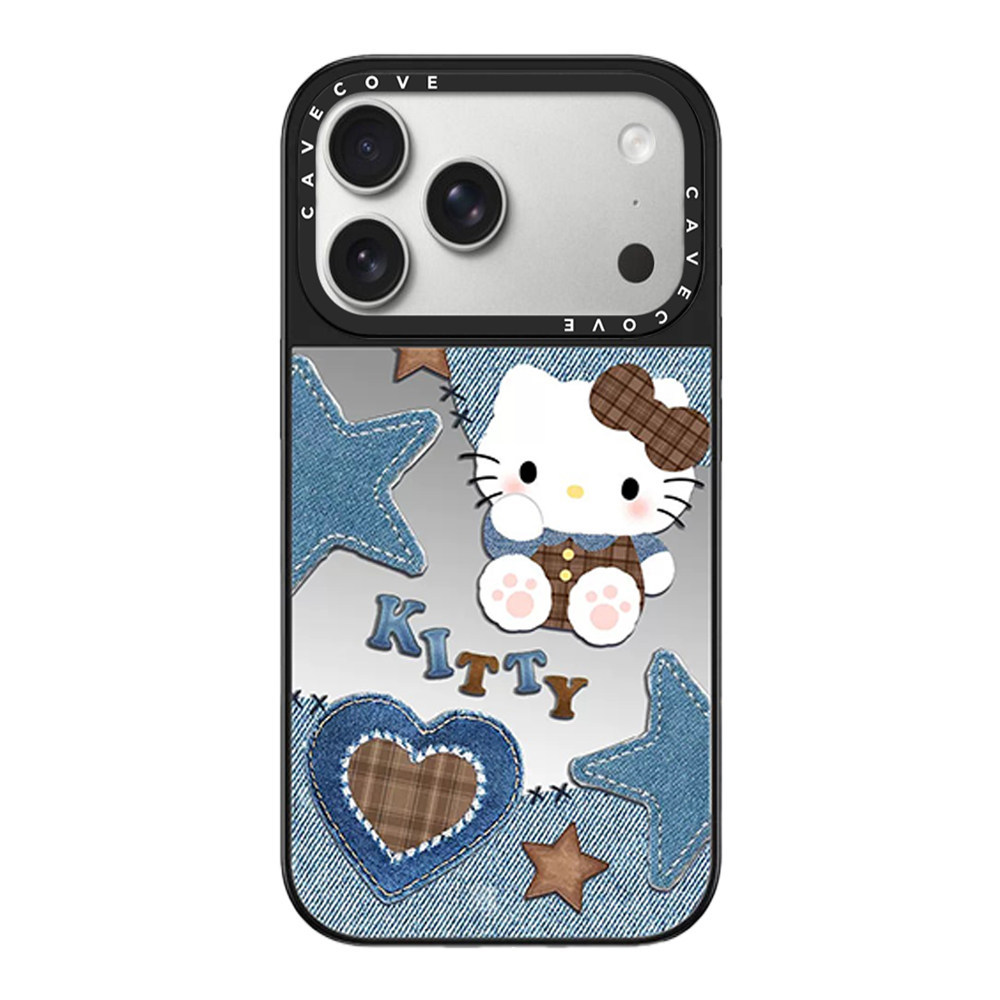 데님 HelloKitty 고양이 호피 무늬 MagSafe 애플 17promax 휴대전화 케이스 아이폰16